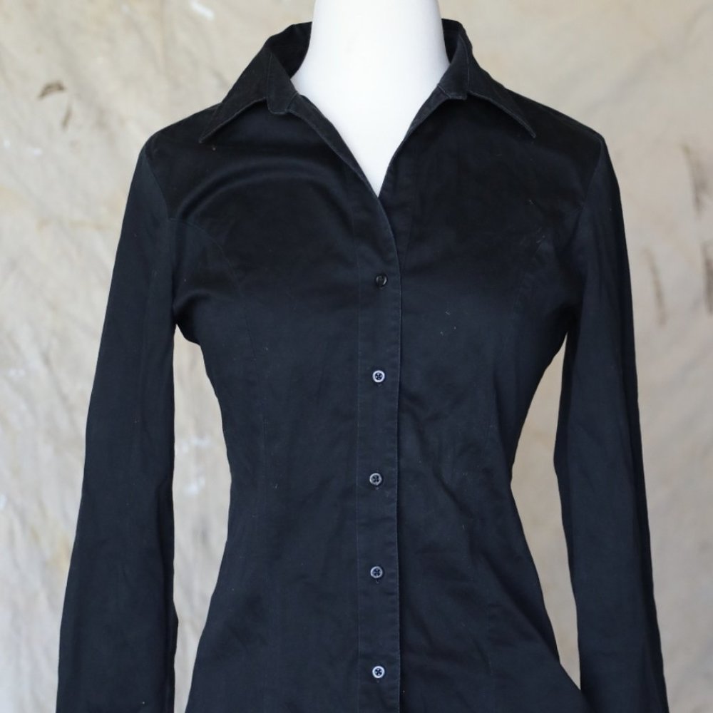 George black button up fitted blouse sz S/4-6